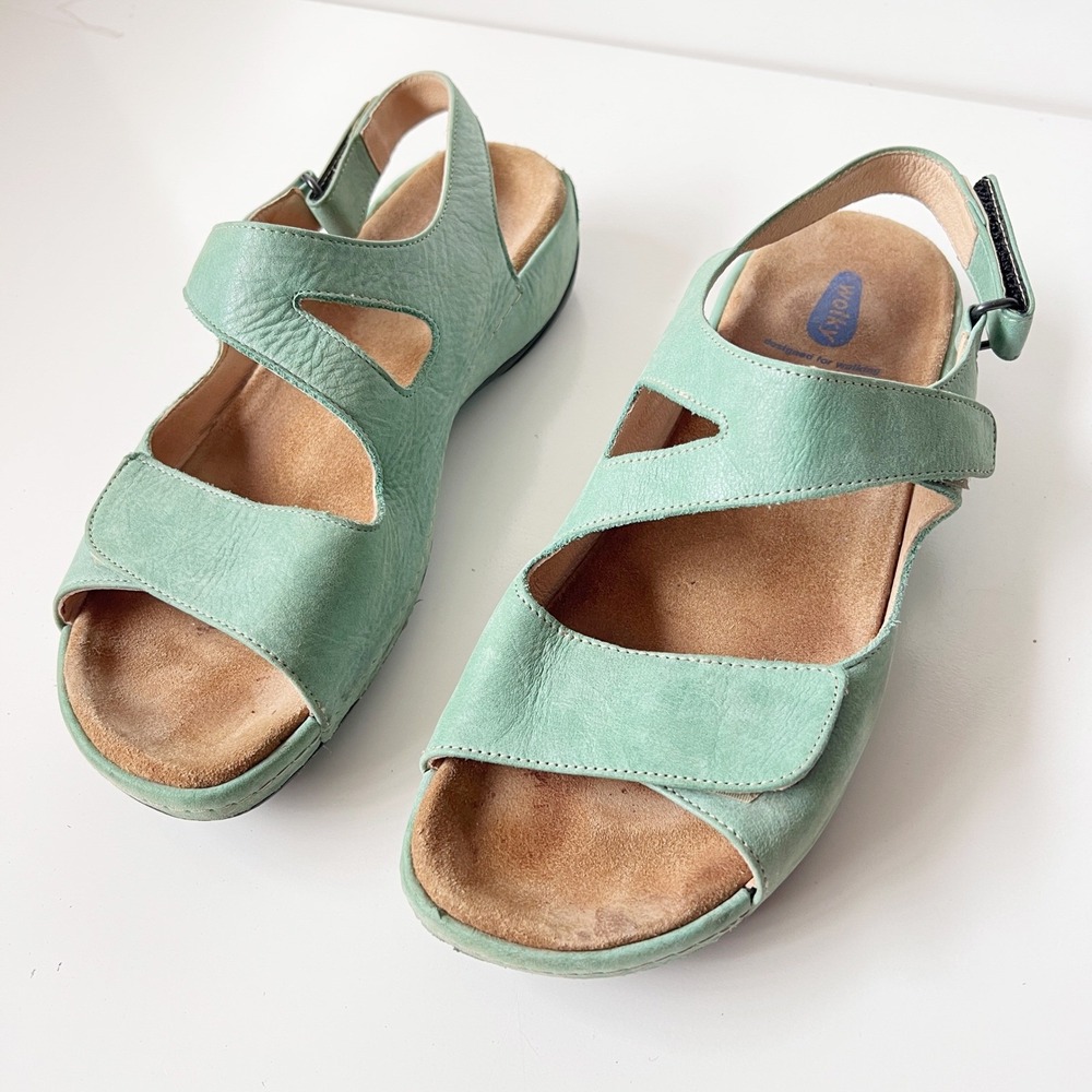 Wolky Leather Sandals Mint Green Comfort Walking Shoes Liana Size 42 11 Womens
